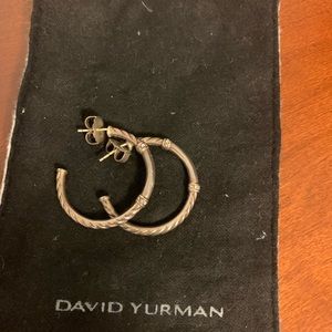 David Yurman metro cable hoop earrings with diamond s
